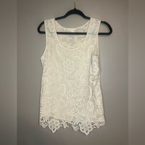 Elegant Off-White Lace Sleeveless Top